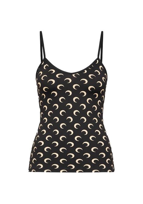 moon printed jersey straps top donna nero MARINE SERRE | WTO508ACJER0001IT99